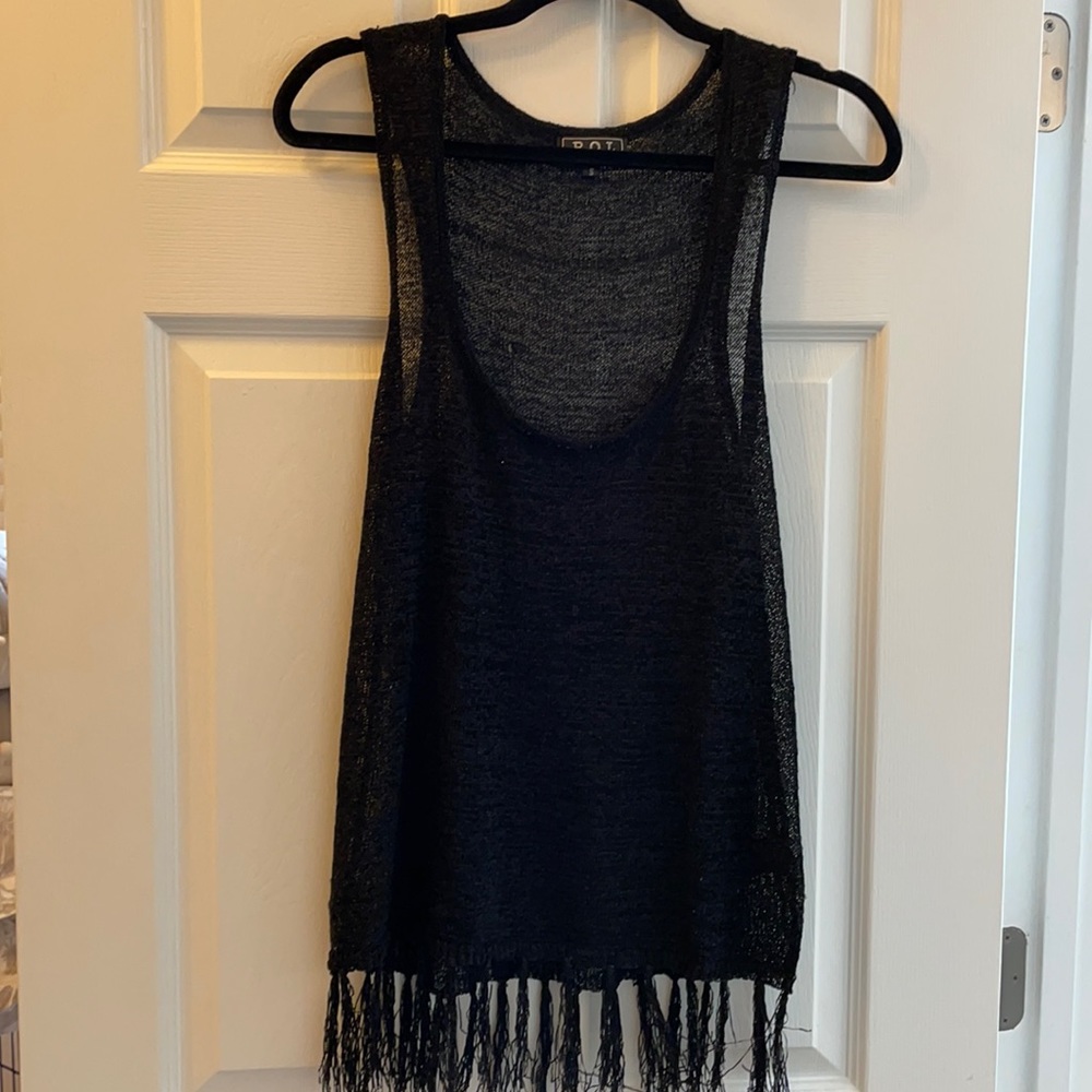 Black Fringe Sleeveless Too